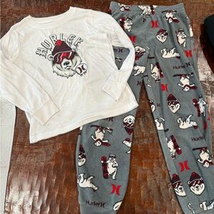 Hurley White and Gray Bulldog Pajama Set